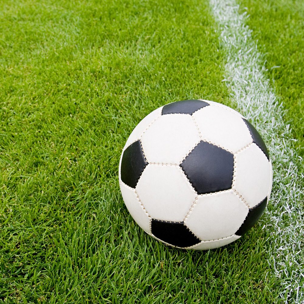 Fotboll p&aring; gr&auml;smatta